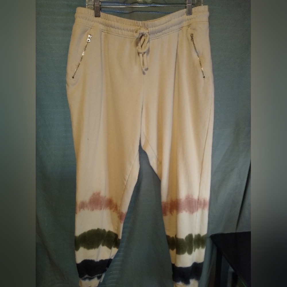 Maurices Beige Zip Pockets Tie-Dye Joggers